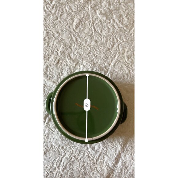 Round Ceramic Cocotte Set By Brocc Your Body Minimalist Style White & Green - Picture 15 of 15